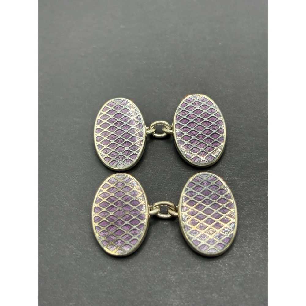 EUC Sterling Silver Enamel Cuff Links 16 Grams G15